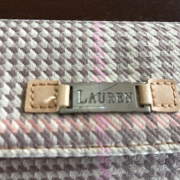 RALPH LAUREN Long Tweed Wallet Cream Pink Gray - Picture 7 of 16